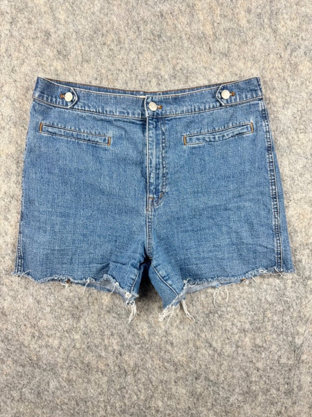 Madewell Denim Shorts Cut Offs Bare Back Sz 31 Boho Retro Medium Wash